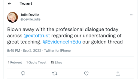 Julie Deville's tweet about the golden thread and the GTT